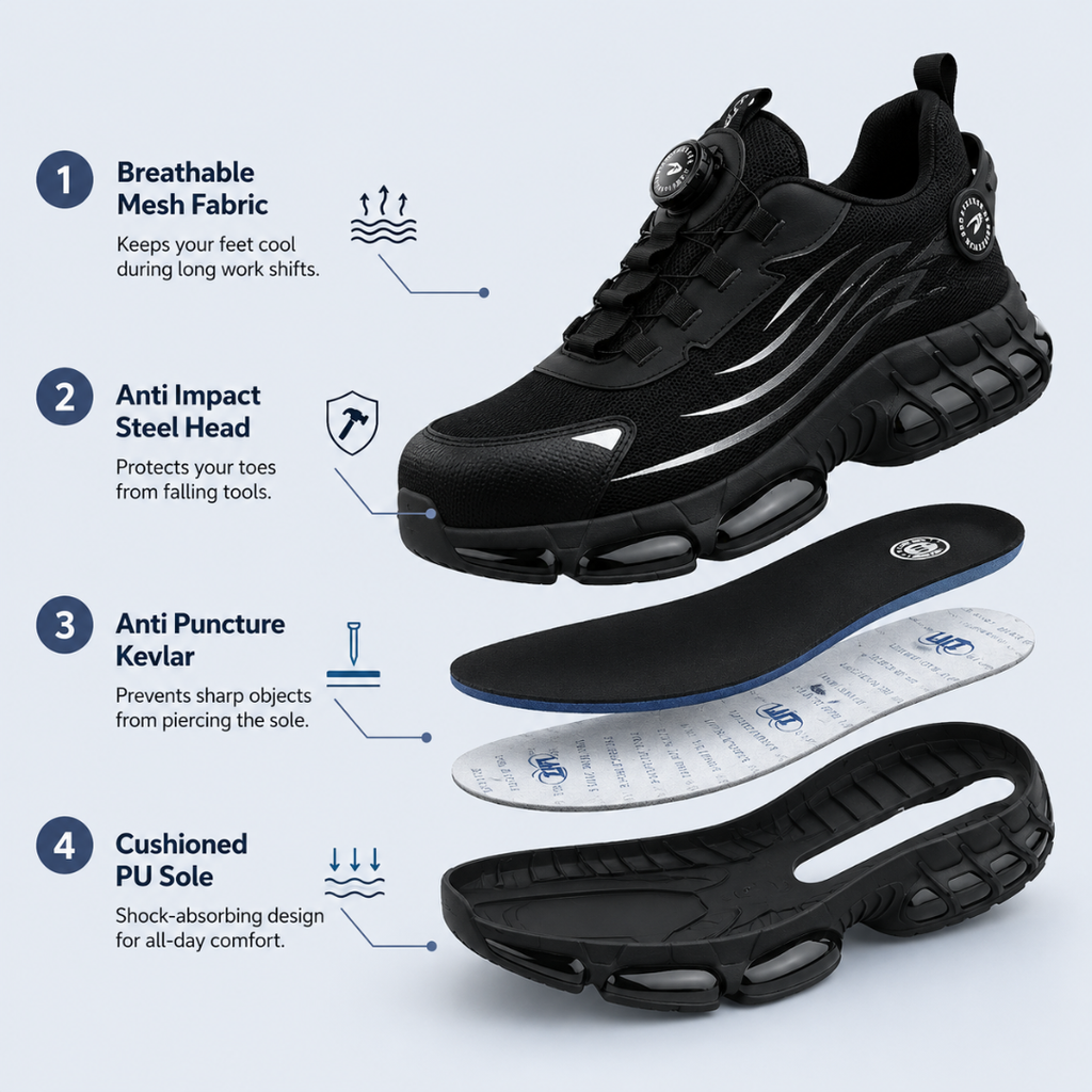 WorkRunner™ Safety Shoes with Engineered Heel Support